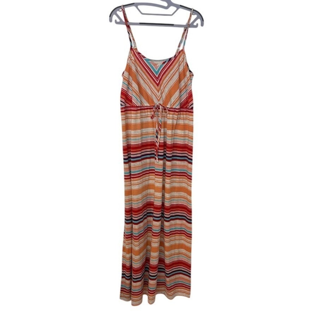 Mossimo Supply Co Womens XL Striped Maxi Dress Orange Red Boho Chevron